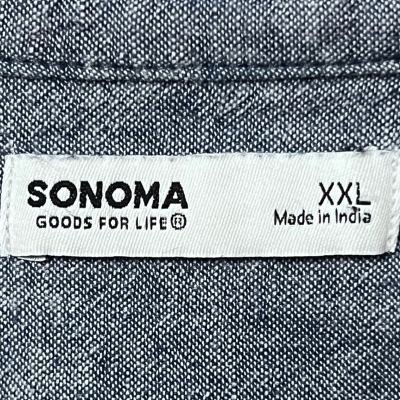 SONOMA Goods for Life Mens‎ Linen Blend Short Sleeve Button Up Shirt Blue XXL - Picture 3 of 10